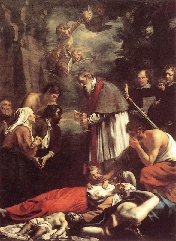OOST, Jacob van, the Younger St Macarius of Ghent Giving Aid to the Plague Victims sh France oil painting art